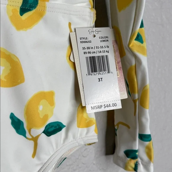 Jessica Simpson Toddler Girl 3T Lemon Cut Out Longsleeve One Piece Swimsuit - Picture 4 of 6